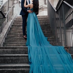 Photo shoot extra long fabric wrap dress for any professional photoshoot